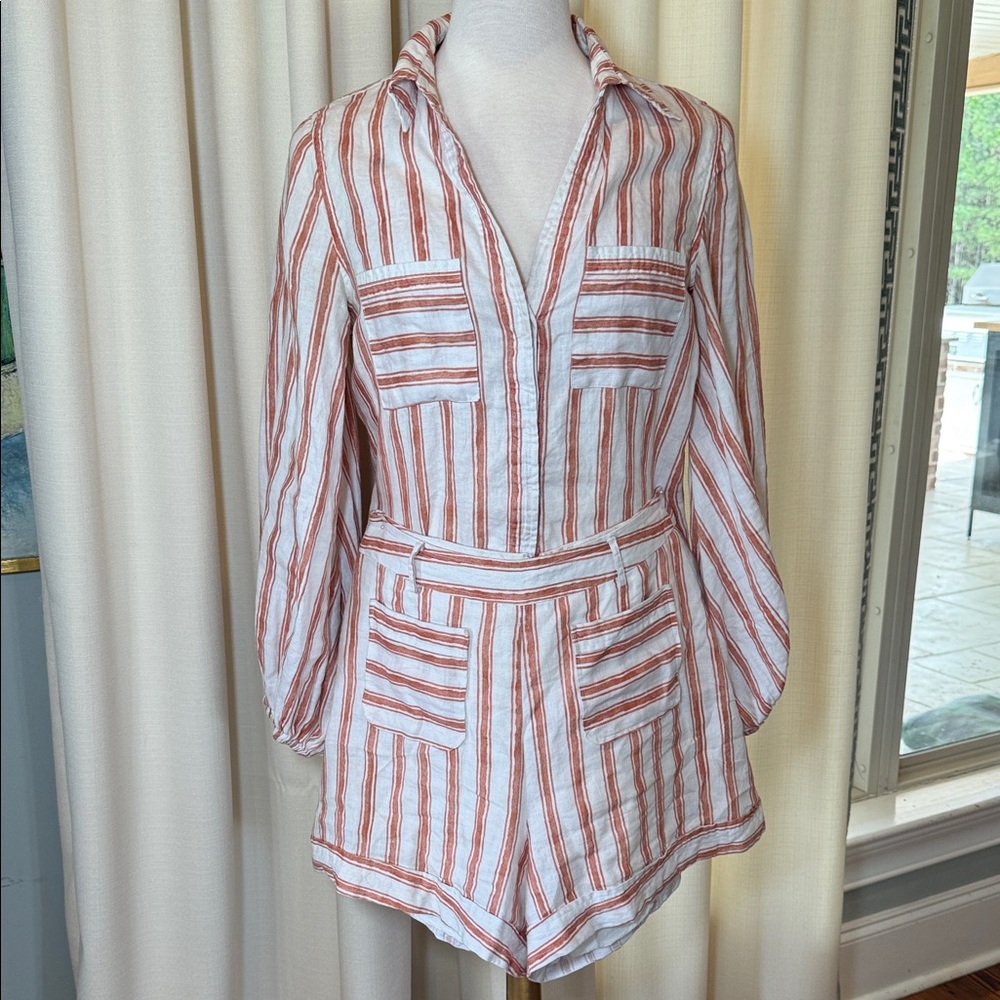 Sancia Striped Red and White set.  Both top and shorts included size medium